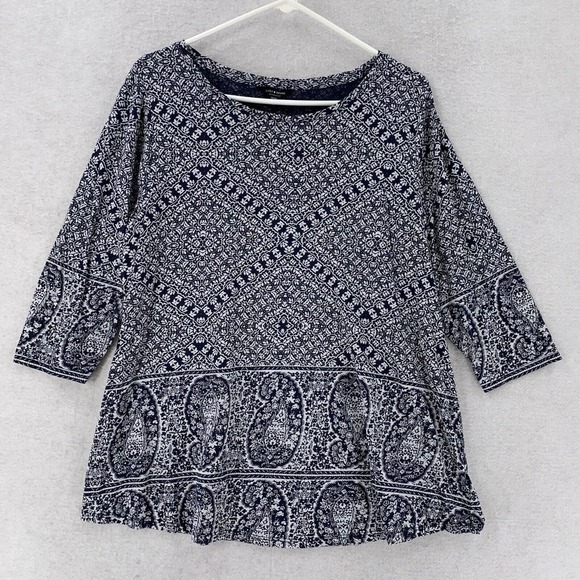 Lucky Brand Tops - Lucky Brand Tunic Top Womens‎ 1X Boho Peasant Blouse Floral Ditsy Paisley